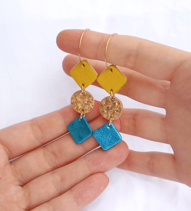 Gemma • jaune, doré, turquoise métallisé